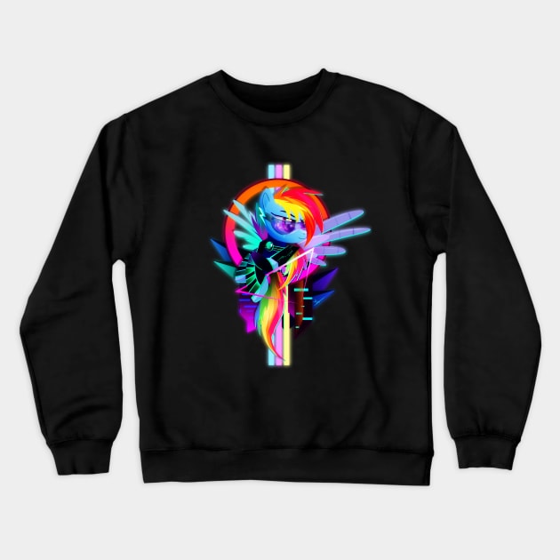 Synthwave Rainbow Dash Crewneck Sweatshirt by Ilona's Store